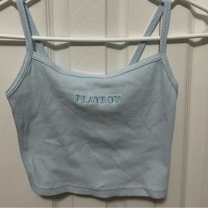 Light blue Playboy tank top.